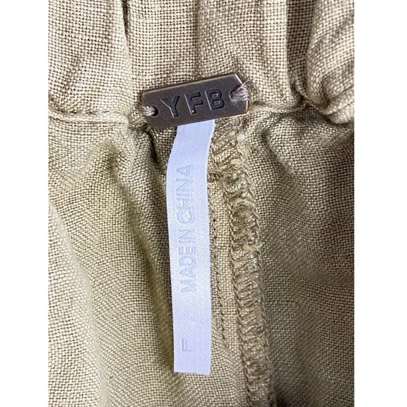 Young Fabulous‎ and Broke YFB Linen Blend Sailor Wide Leg Pants, Green - Size L - Picture 7 of 8